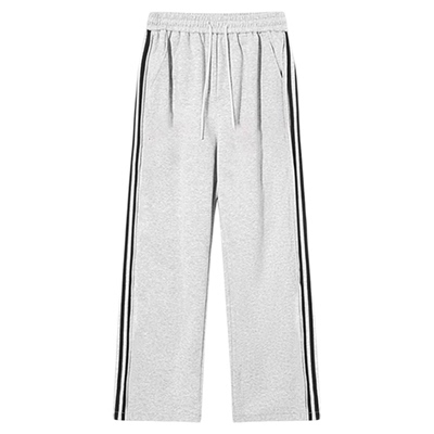 黑色美式三条杠裤子男秋直筒卫裤