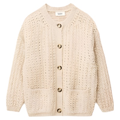 bash春季法式温柔白色粗针织开衫上衣女简约休闲毛衣外套1H25BOSI