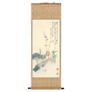 芙蓉桂花颜伯龙春柳花鸟画丝绸字画风水挂画名家客厅卷轴画