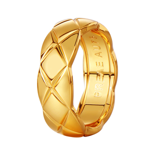 不掉色玫瑰金菱格纹戒指女小众个性素圈食指中指戒子指环银色尾戒