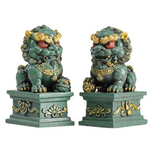 青砂石故宫文创国潮石狮子一对护院镇宅茶桌茶宠鱼缸造景装饰摆件