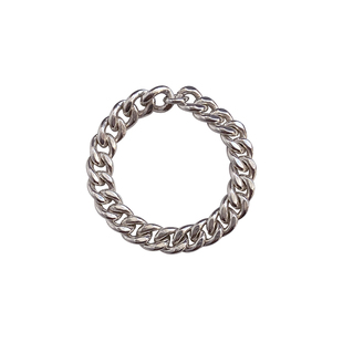 潮炸的嘻哈古巴链戒指925纯银复古ins冷淡风粗链条软戒食指戒男女