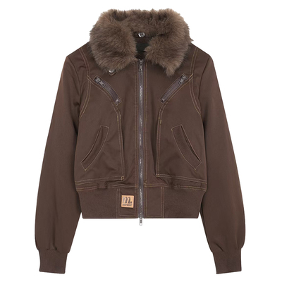 F383明线大口袋翻领短款工装夹克