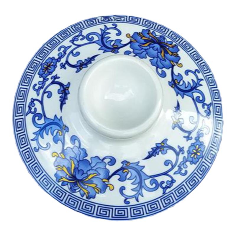 青花陶瓷盖碗盖子八宝茶碗通用配件盖家用茶馆饭店茶碗茶杯圆盖子
