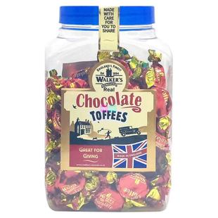 英国进口零食软糖巧克力糖果 walkers沃尔克斯太妃糖黑巧味桶装