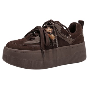 星期六复古加绒德训鞋女2025冬季款美拉德厚底运动鞋串珠休闲棉鞋