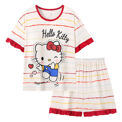hellokitty莫代尔睡衣夏季带胸垫