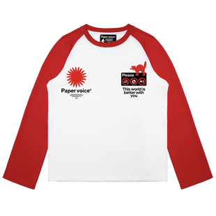 Paper voice Red Cat长袖T恤美式复古风格无性别穿搭宽松休闲男女