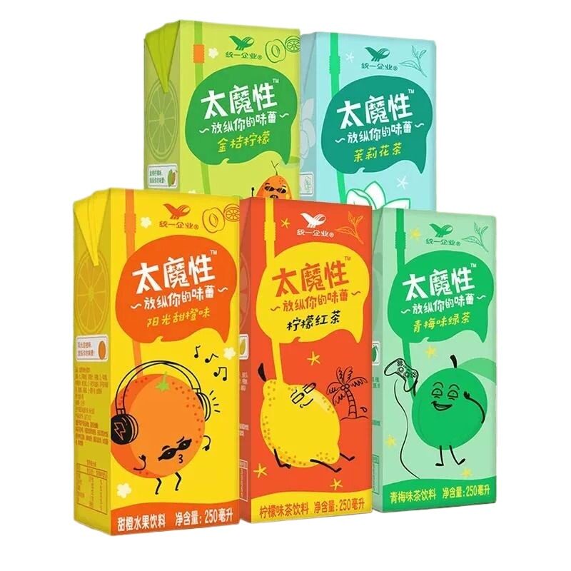 统一太魔性柠檬红茶250ml*24盒整箱夏天解暑茶饮料绿茶茉莉果汁
