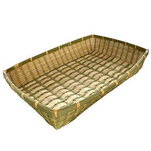 竹篮筐家用厨房收纳蔬菜水果长方形馒头筐大号超市展示筐竹编制品