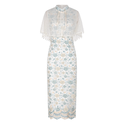 固执中国风旗袍蕾丝连衣裙套装