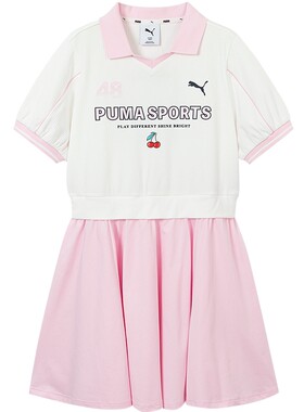 PUMA彪马童装2026夏季新款儿童连衣裙甜美时尚运动风卫衣裙假两件