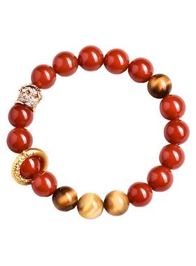 女款天然红玛瑙黄虎眼石金虎眼手串手链跑环转运招财招米马上有钱