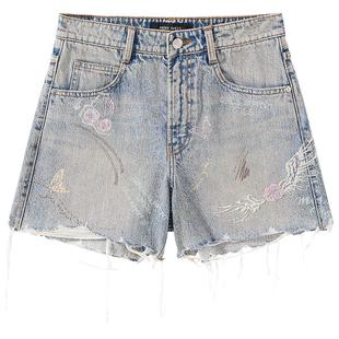 【天使系列】Miss Sixty2025夏季新款牛仔短裤女百搭复古毛须边