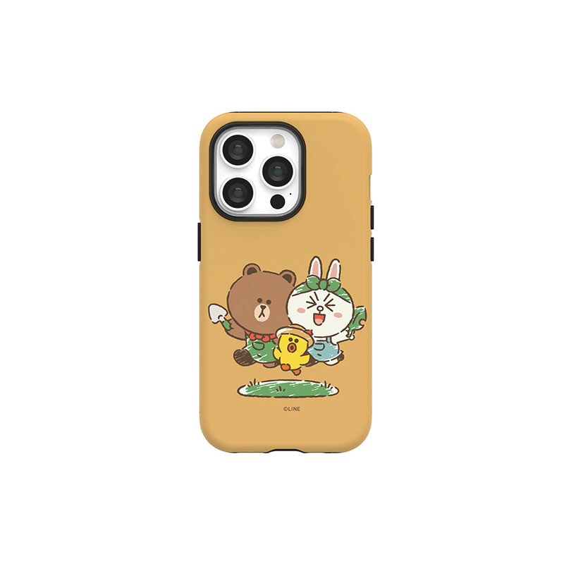 LINE FRIENDS布朗熊苹果15promax田园双层手机壳iPhone14自然全包保护套13pro硬壳iPhone