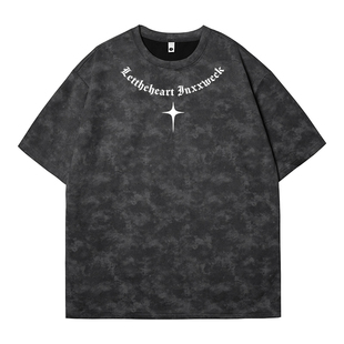 美式扎染短袖T恤男款夏季复古潮流重磅痞帅爆款重磅宽松半袖体恤