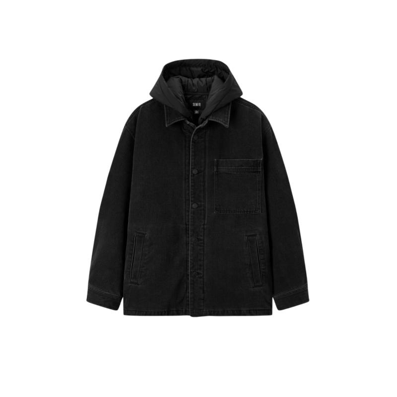 森马牛仔外套两件套薄防水棉服男
