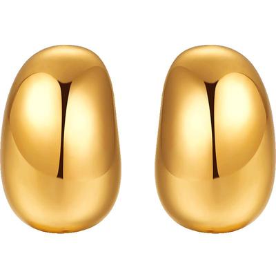 明牌珠宝黄金小腰果耳钉 硬金光亮金豆豆耳饰足金耳插AFH0239