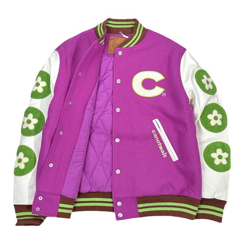 CANOTWAIT联名VANDYTHEPINK美式复古刺绣松树棒球棉服夹克外套