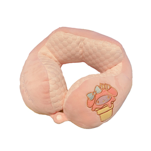 可爱卡通冰豆豆双驼峰U型枕头护颈枕飞机旅行U形头枕颈部靠枕便携