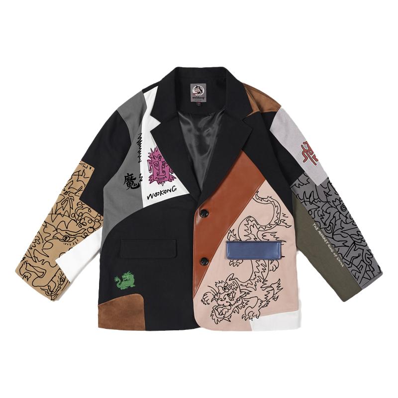 魔王拼接新品休闲西装