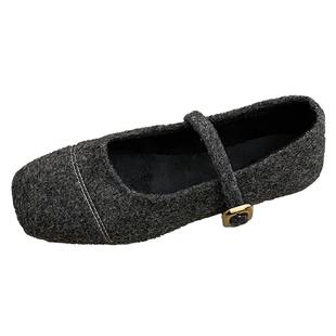 毛毛鞋女秋冬外穿2025新款法式加绒仙女风玛丽珍豆豆鞋瓢鞋棉鞋子