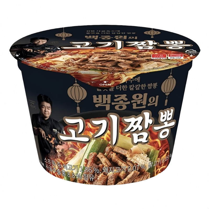 韩国白钟元超香炒肉海鲜汤面