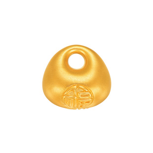 明牌珠宝古法黄金小福锁工艺品足金秤砣福字摆件AFQ0135