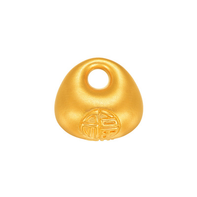 明牌珠宝古法黄金小福锁工艺品足金秤砣福字摆件AFQ0135