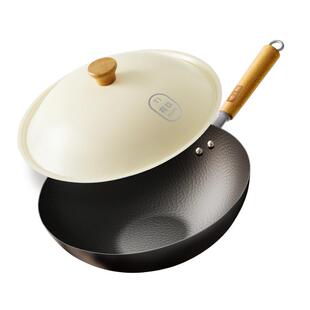 张小泉有钛防粘铁锅家用炒锅32cm无涂层铁锅炒菜免开锅燃气灶专用