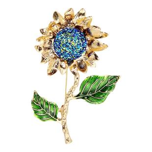 复古梵高一举夺魁向日葵胸针女高档珐琅彩别针西装配饰品高考礼物