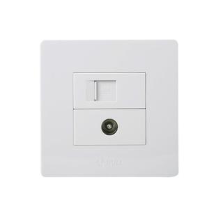 公牛电视电脑插座开关网线有线电视网络面板闭路电视TV插座G07白