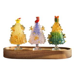 琉璃手作拼色桂花圣诞树摆件车载桌面治愈系装饰品氛围感节日礼物