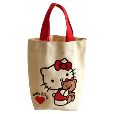 帆布手提上班小号双根红色Kitty