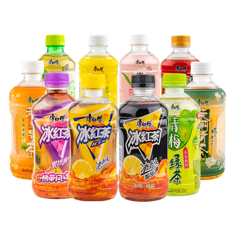 康师傅冰红茶330ml*12瓶整箱小瓶装茉莉蜜茶低糖绿茶柠檬清茶饮料