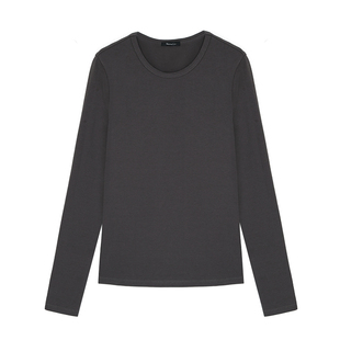 Maven Lin 基础系列 经典圆领长袖T恤女修身磨毛针织打底衫上衣