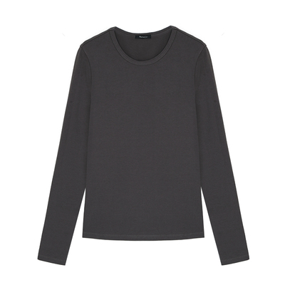 Maven Lin 基础系列 经典圆领长袖T恤女修身磨毛针织打底衫上衣