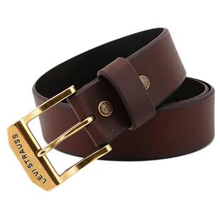 levis李维斯国际名牌皮带男士复古棕色针扣牛皮牛仔裤腰带男男式