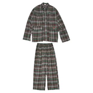 STILLYOU原创圣诞磨毛棉复古格子衬衫长裤睡衣套装男女情侣家居服