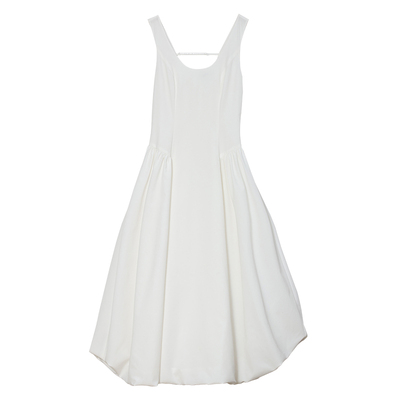 Carolingian法式松弛感！日本VISCOSE混纺立体花苞裙连衣裙小白裙