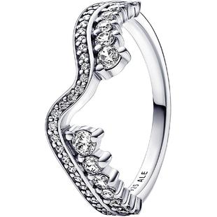 Pandora潘多拉奥莱闪耀不对称式波浪戒指925银时尚