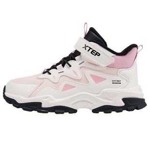 特步童鞋冬季新款儿童运动棉鞋女童中大童保暖加绒软底魔术贴防滑