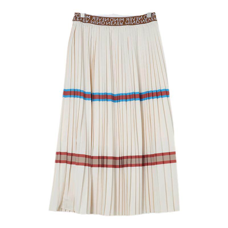 梵凯百褶半裙2024秋香草杏色长款百褶半身裙大A伞松紧腰梦幻半裙