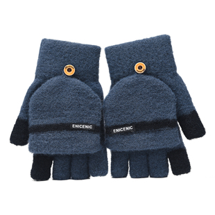 儿童手套男孩冬12岁写作业专用男童翻盖厚款保暖学生五指带盖女