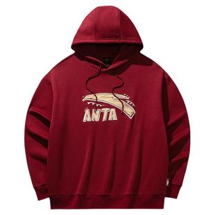 安踏新年卫衣女款2026新款情侣本命年红色宽松保暖加绒连帽帽衫女