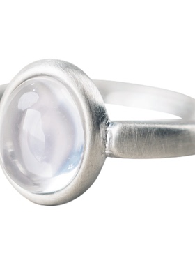 天然粉水晶招桃花925银饰戒指