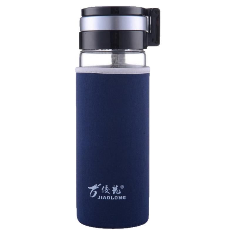 男士车载手提水杯子单层加厚耐热杯套玻璃杯大容量双层隔热500ml