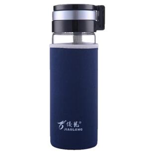 男士车载手提水杯子单层加厚耐热杯套玻璃杯大容量双层隔热500ml