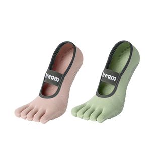 瑜伽袜子防滑专业女普拉提五指袜夏季薄款分趾运动黑色室内健身袜