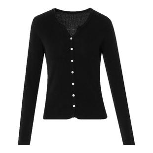 傲丝度长袖羊毛针织衫女春秋v领毛衣打底衫米色上衣内搭小衫薄款